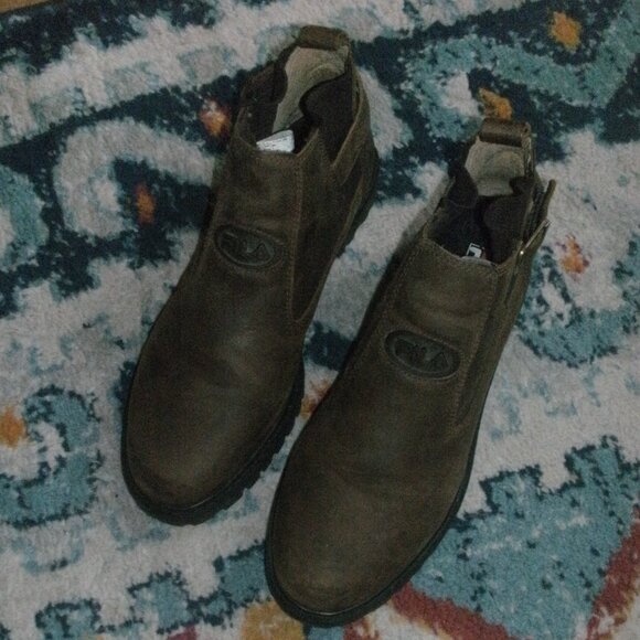 Fila Shoes - Fila Brown Leather Pull-on Adjustable Strap Gored Ankle Boots Booties size 9